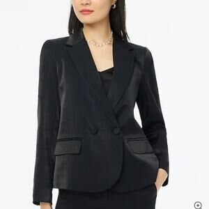 J. Crew Petite HighShine Classic Double-Breasted Blazer Minimalist Black Size 4